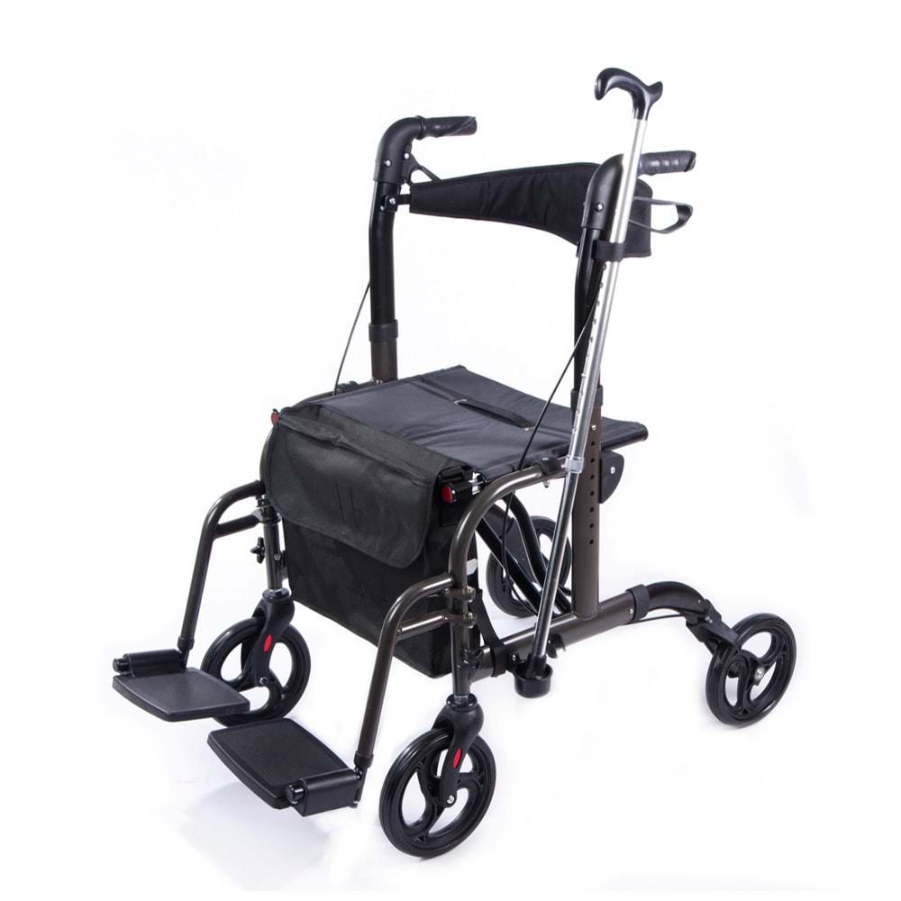 Comfort Plus DM-9124 Lüx Ayak Pedallı Alüminyum Rolatör (Hem Rolatör Hem Tekerlekli Sandalye)