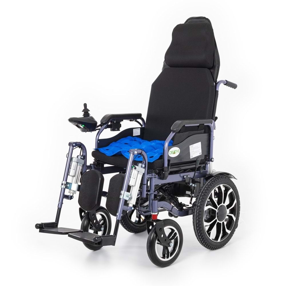 Creative CR-8012 Akülü Tekerlekli Sandalye Özellikli Motorlu Sırt Yatar ve Motorlu Ayak Kalkar (Havalı Minder) Hediyeli