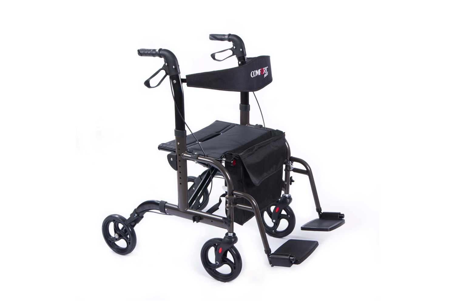 Comfort Plus DM-9124 Lüx Ayak Pedallı Alüminyum Rolatör (Hem Rolatör Hem Tekerlekli Sandalye)