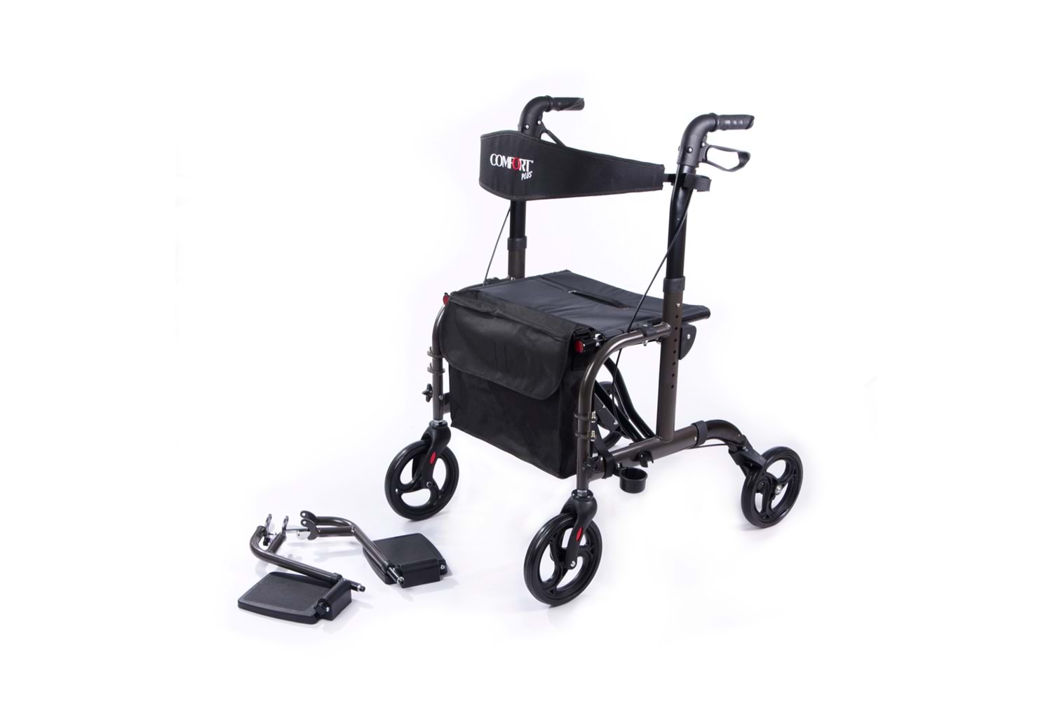 Comfort Plus DM-9124 Lüx Ayak Pedallı Alüminyum Rolatör (Hem Rolatör Hem Tekerlekli Sandalye)