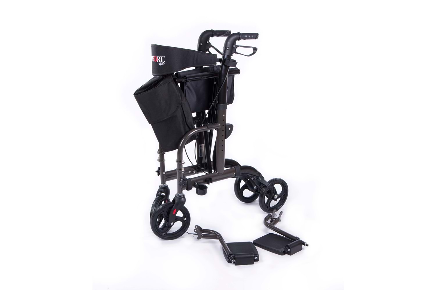Comfort Plus DM-9124 Lüx Ayak Pedallı Alüminyum Rolatör (Hem Rolatör Hem Tekerlekli Sandalye)