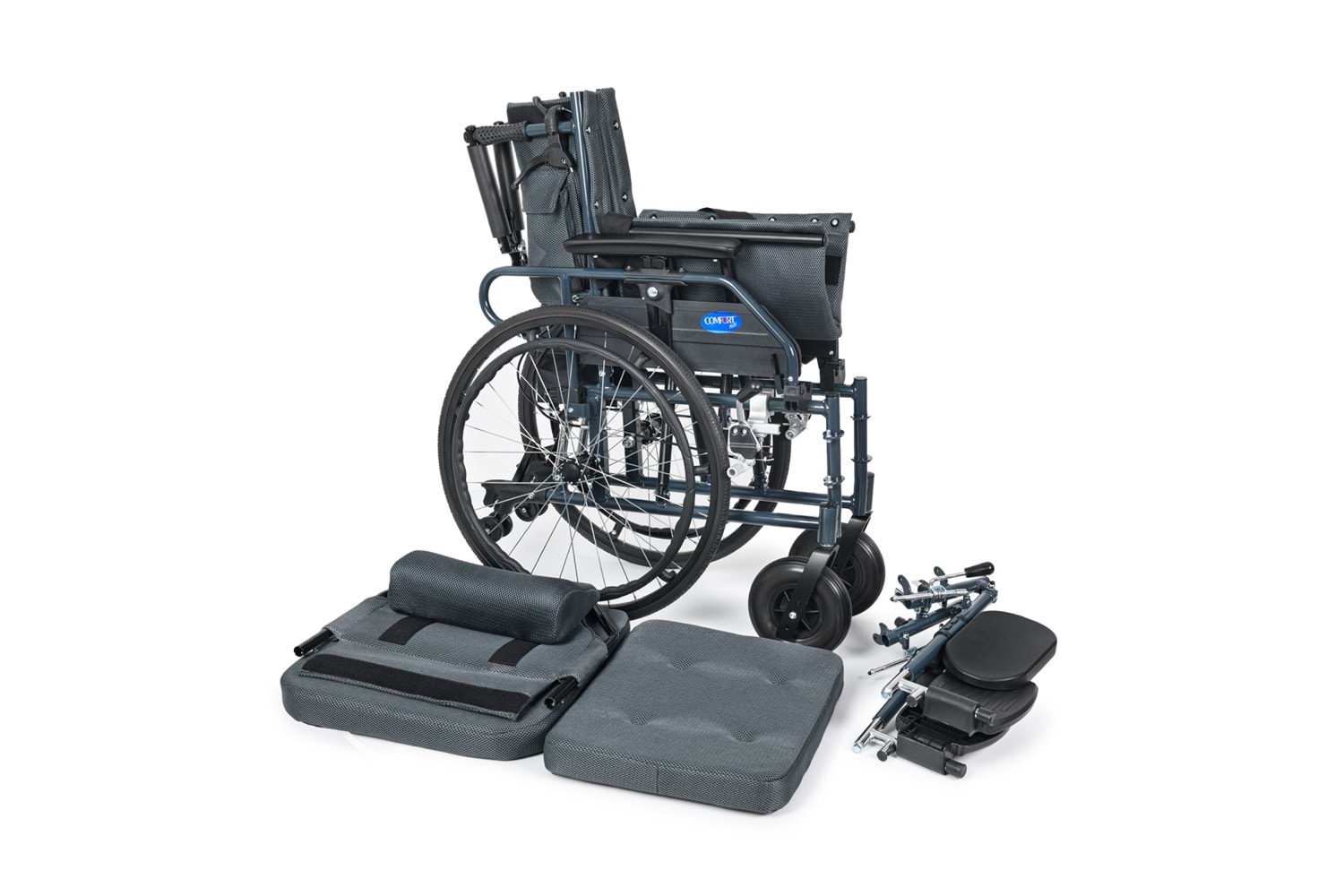 Comfort Plus KY954LGC-46 Lux Alüminyum Özellikli Tekerlekli Sandalye (Baş,Boyun Destekli)Baldır Destekli Ayaklar