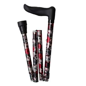 Herdegen 243635 Ortopedik Sağ El Katlanabilir Baston Çiçek Desenli