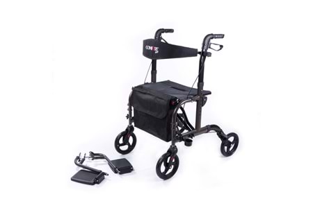 Comfort Plus DM-9124 Lüx Ayak Pedallı Alüminyum Rolatör (Hem Rolatör Hem Tekerlekli Sandalye)