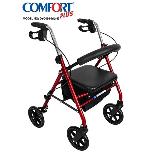 Comfort Plus DY049146L(4) Kırmızı Rolatör Yürüteç