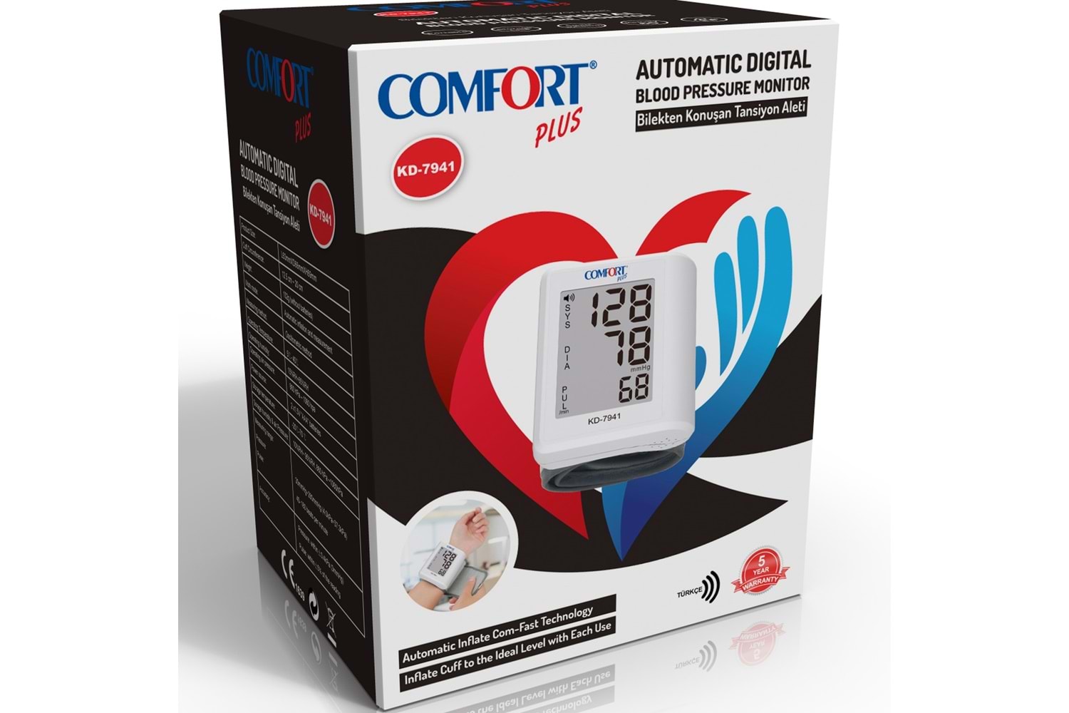Comfort Plus KD-7941 Bilekten Ölçme Türkçe Konuşan Tansiyon Aleti