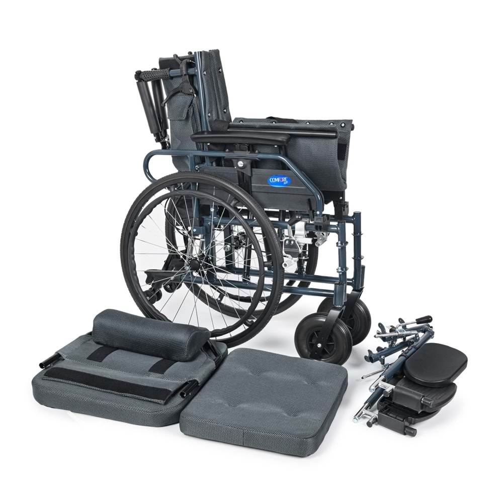 Comfort Plus KY954LGC-46 Lux Alüminyum Özellikli Tekerlekli Sandalye (Baş,Boyun Destekli)Baldır Destekli Ayaklar