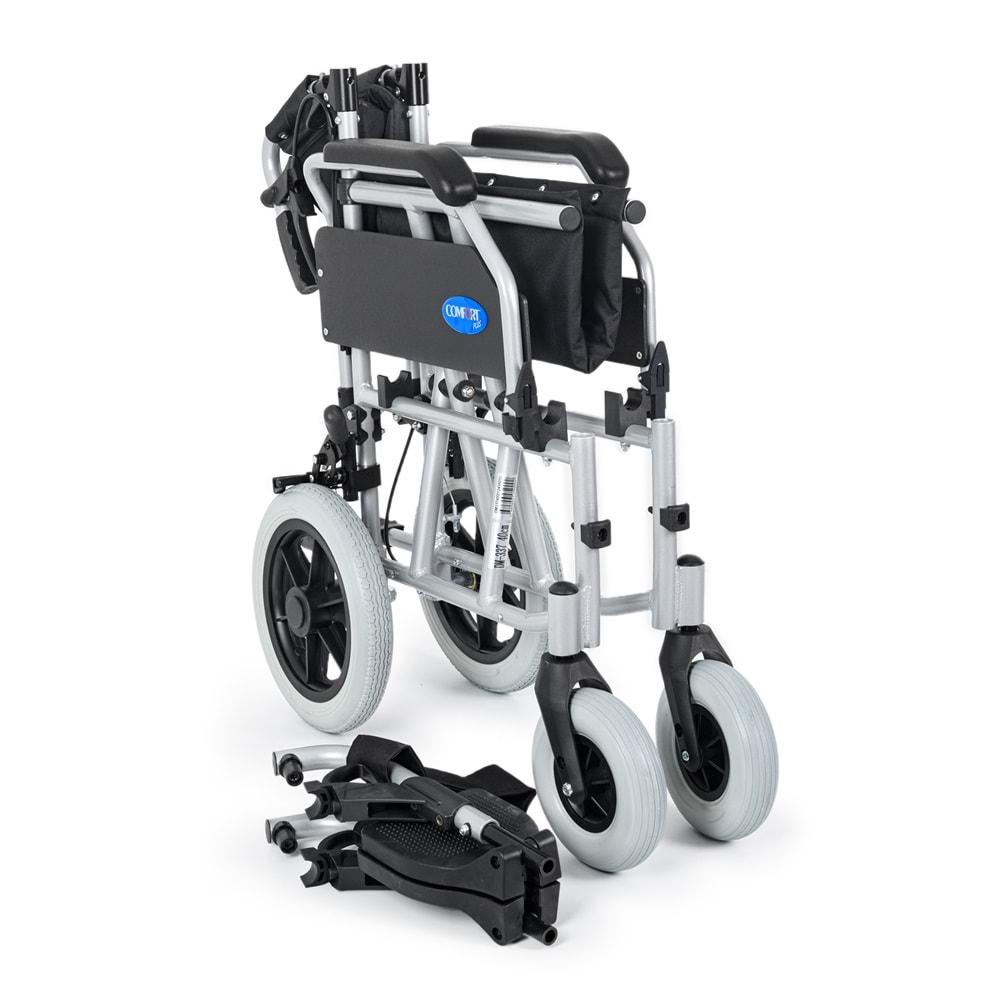 Comfort Plus DM-337 40 cm Gri Alüminyum Özellikli Transfer Tekerlekli Sandalye