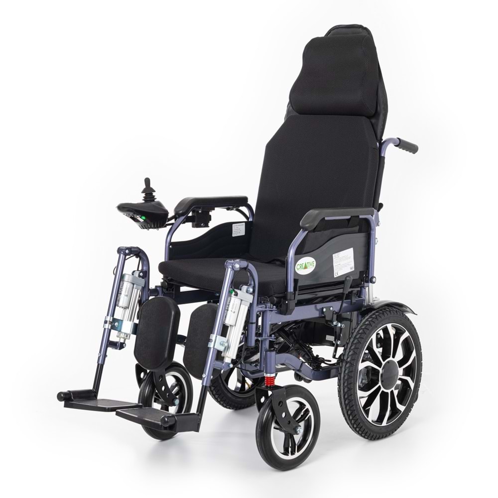 Creative CR-8012 Akülü Tekerlekli Sandalye Özellikli Motorlu Sırt Yatar ve Motorlu Ayak Kalkar (Havalı Minder) Hediyeli