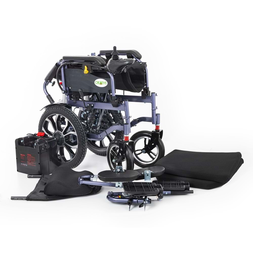 Creative CR-8012 Akülü Tekerlekli Sandalye Özellikli Motorlu Sırt Yatar ve Motorlu Ayak Kalkar (Havalı Minder) Hediyeli