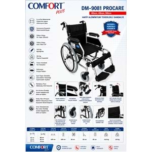 Comfort Plus DM-9081 50CM Procare (YK9081) Hafif Alüminyum Tekerlekli Sandalye