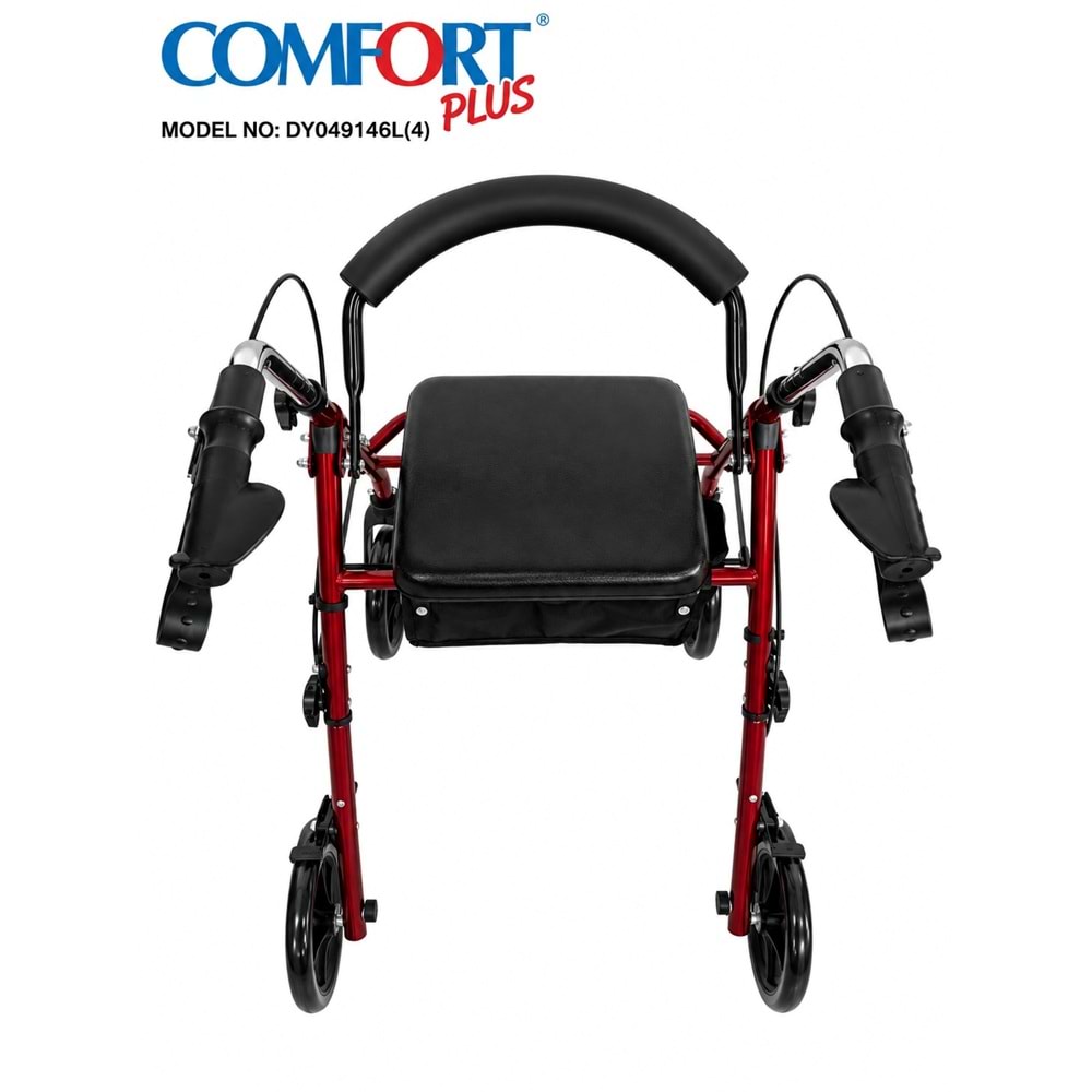 Comfort Plus DY049146L(4) Kırmızı Rolatör Yürüteç