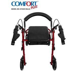 Comfort Plus DY049146L(4) Kırmızı Rolatör Yürüteç