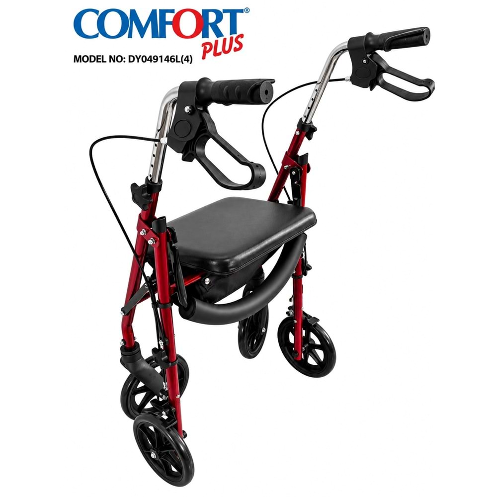 Comfort Plus DY049146L(4) Kırmızı Rolatör Yürüteç