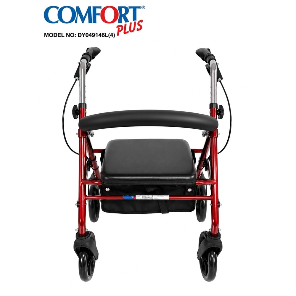 Comfort Plus DY049146L(4) Kırmızı Rolatör Yürüteç
