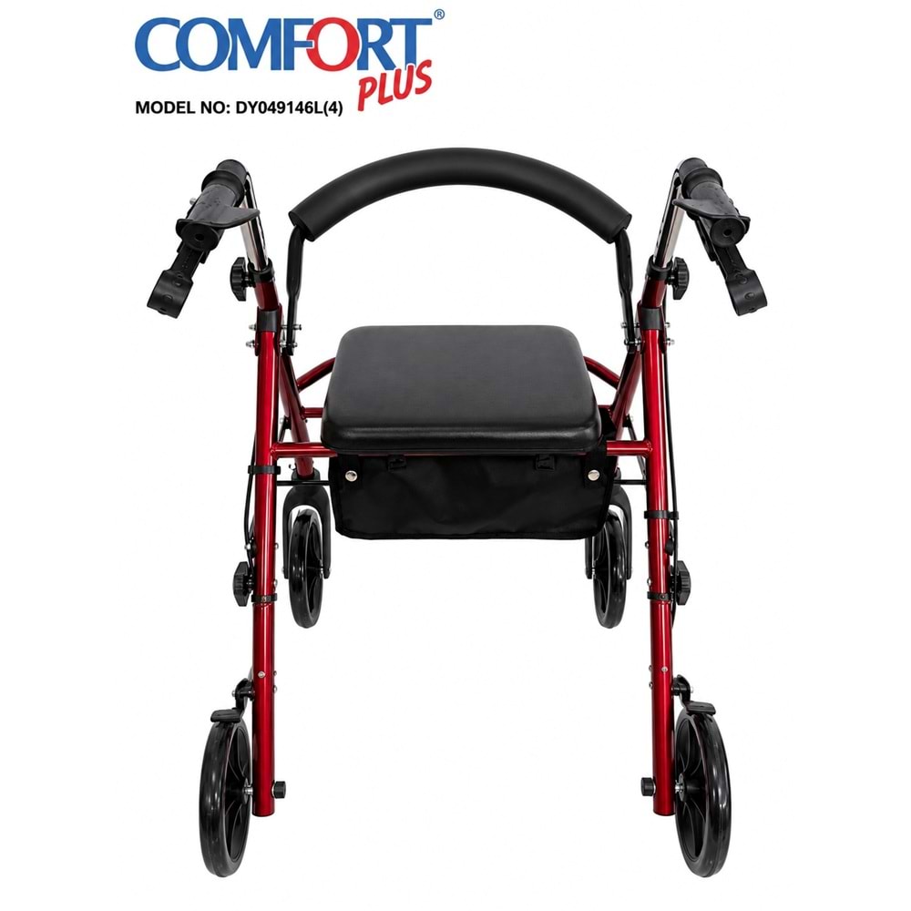 Comfort Plus DY049146L(4) Kırmızı Rolatör Yürüteç