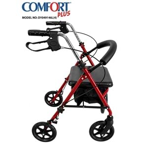 Comfort Plus DY049146L(4) Kırmızı Rolatör Yürüteç